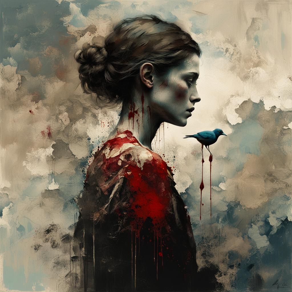 Woman in Blood: Digital Art Collage