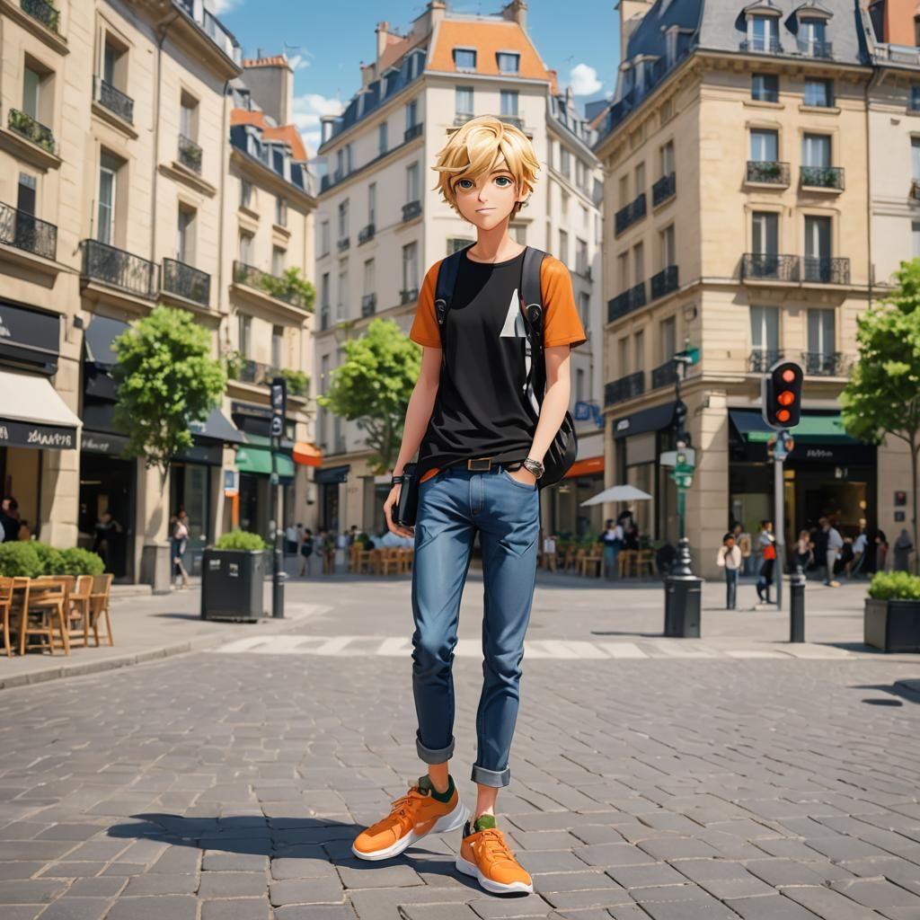 Anime Style Image of Boy in Paris