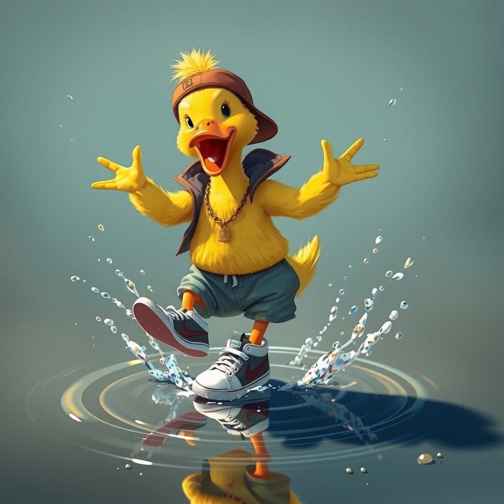 Hip-Hop Duckling Dances in Rainbow Puddle