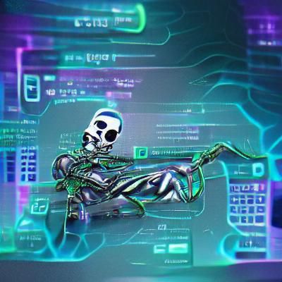 Cyber Skeleton in Cyberpunk Style
