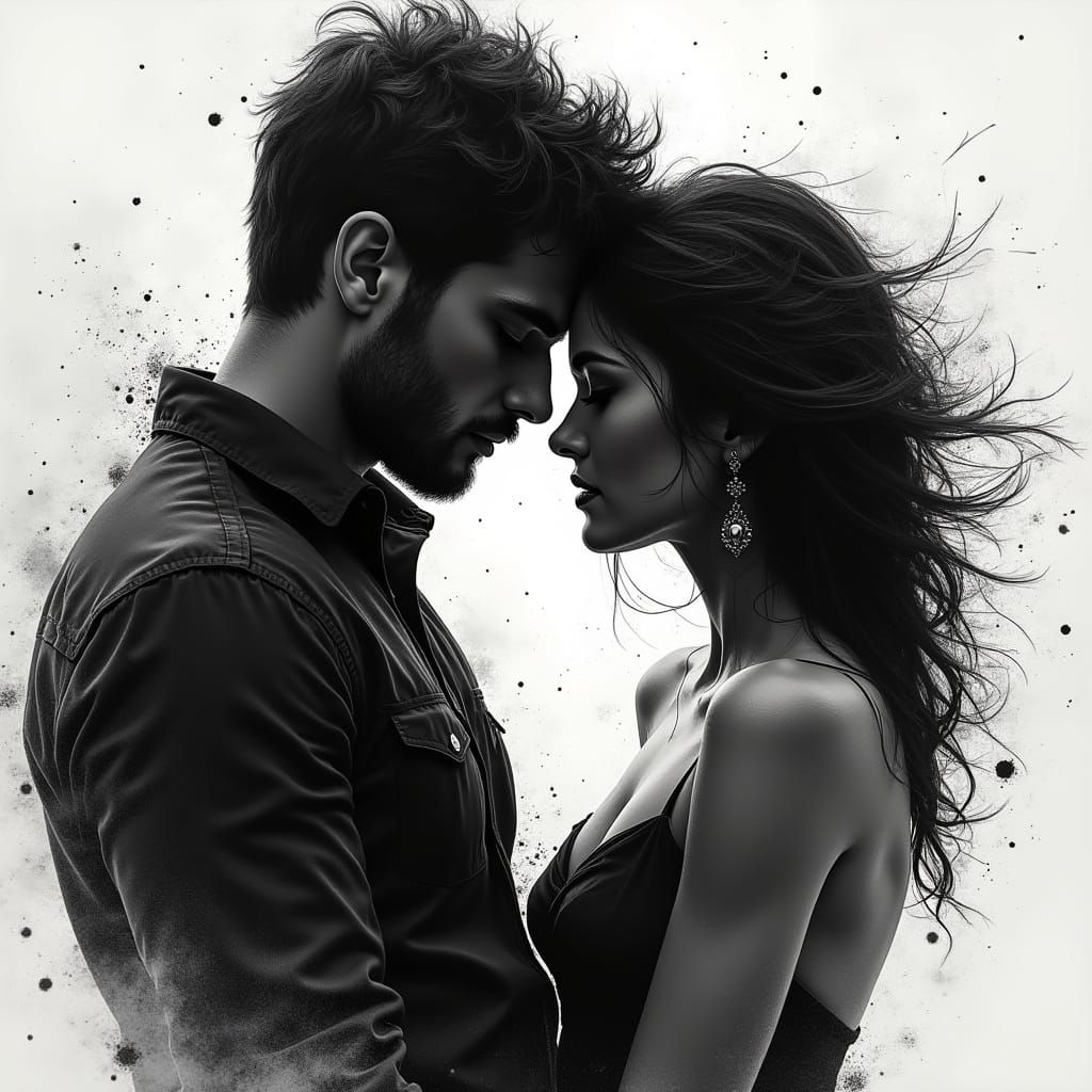 Couple splatter by Jeremy Mann, Pino Daeni, Alphonse Mucha and Alex Maleev and ...