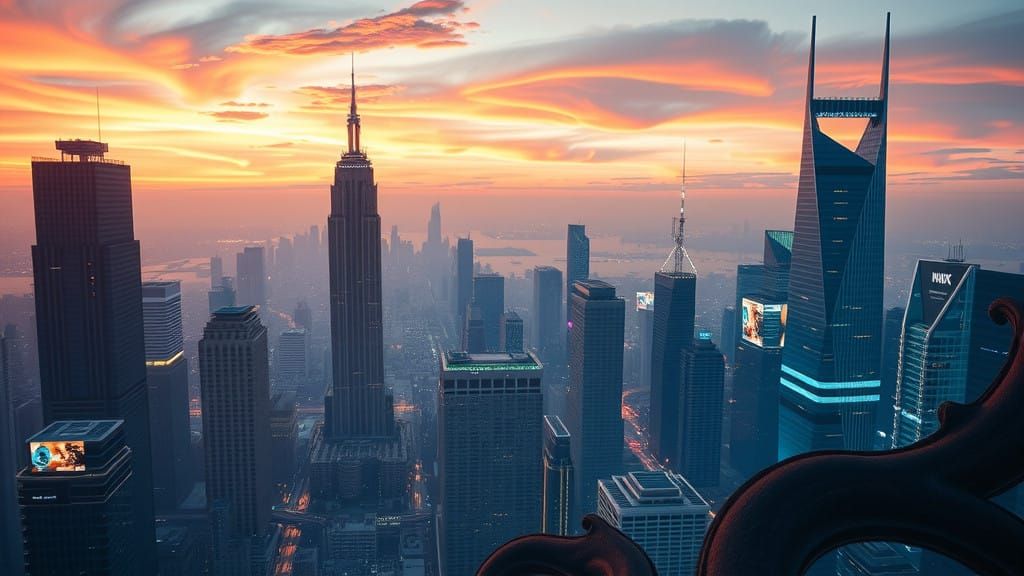 Cinematic Cityscape Meets Digital Fantasy