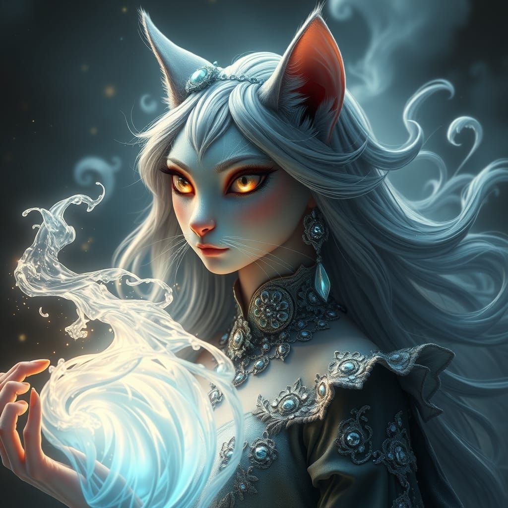 Goddess Cat Masterfully Commands the Elements in a Dreamy, I...