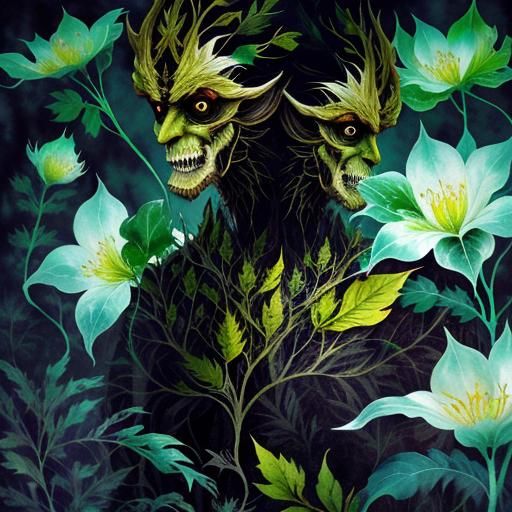 Surreal Root Creature in Dystopian Double Exposure