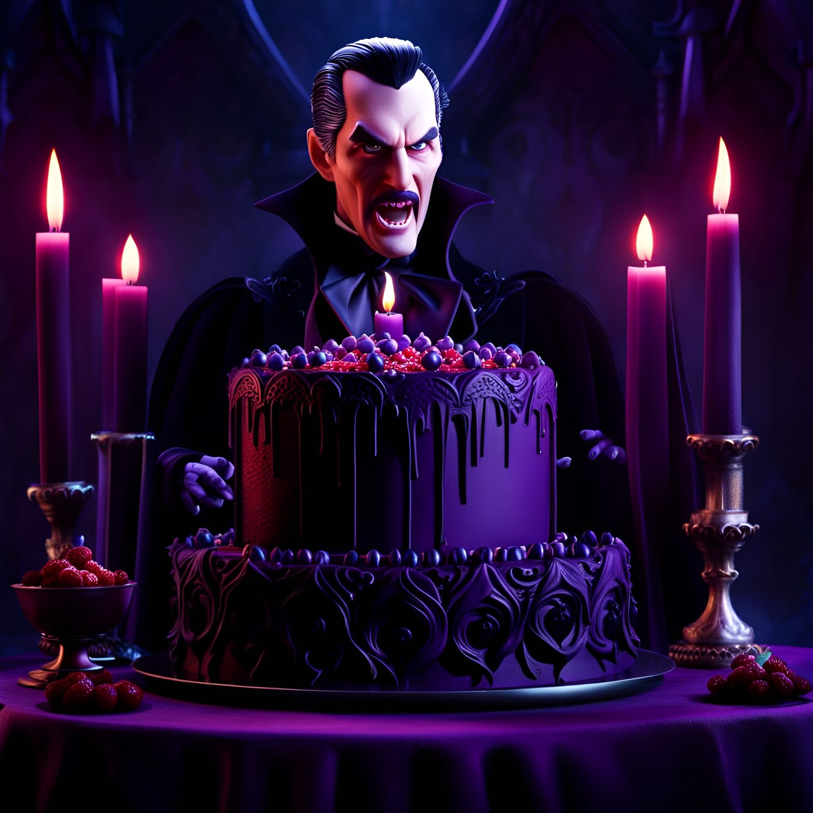 Count Dracula's Gothic Cake: Hyperdetailed Concept Art