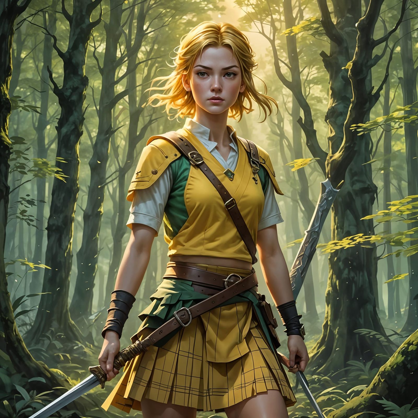 Anime Girl with Sword in Detailed 3D Rendering