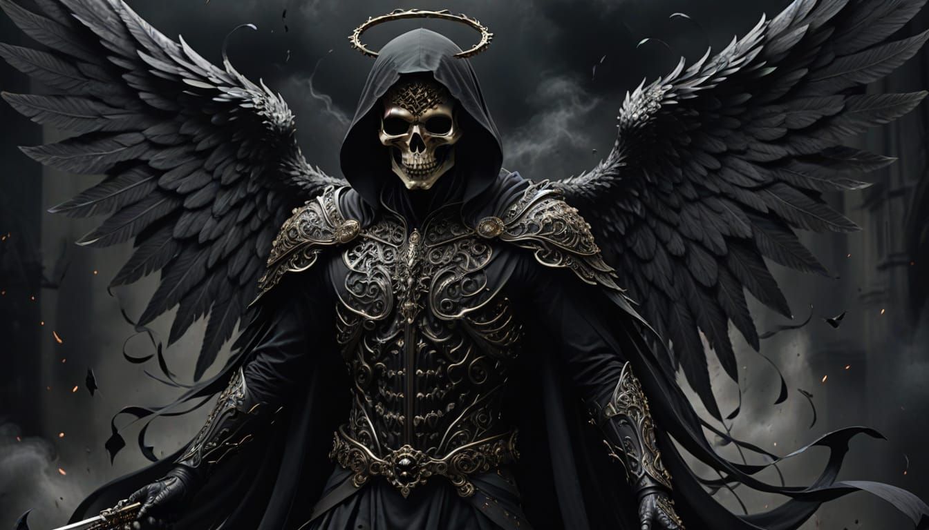 Dark Angel of Death in Elegant Black Velvet