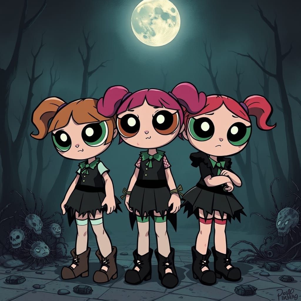 Powerpuff Girls in Dystopian Macabre Style