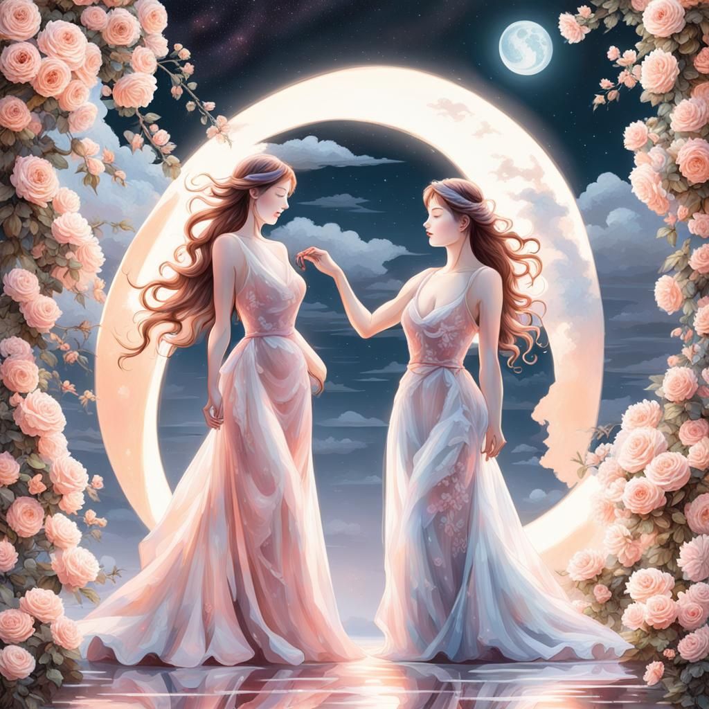 Sensual Pastel Moonlight Candy Art Illustration