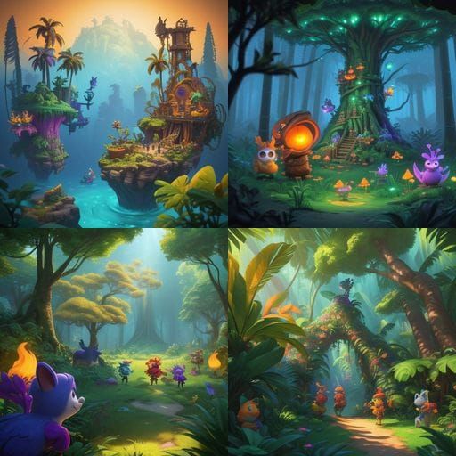 Whimsical Cartoon Characters Discover Enchanted Forest