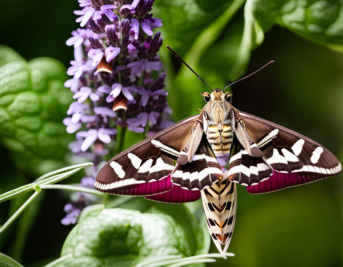 White-Lined Sphinx Moth on Lavender Flower