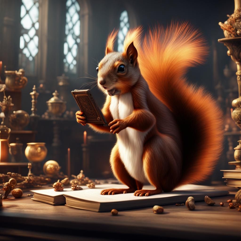 Squirrel Teacher in Detailed Matte Painting