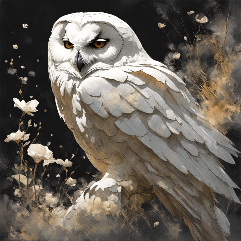 Ethereal Owl in Bioluminescent Forest: Digital Art