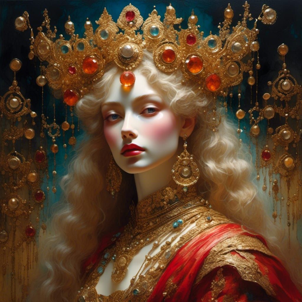 Cardinal in Fall Forestscape as Impasto Painting