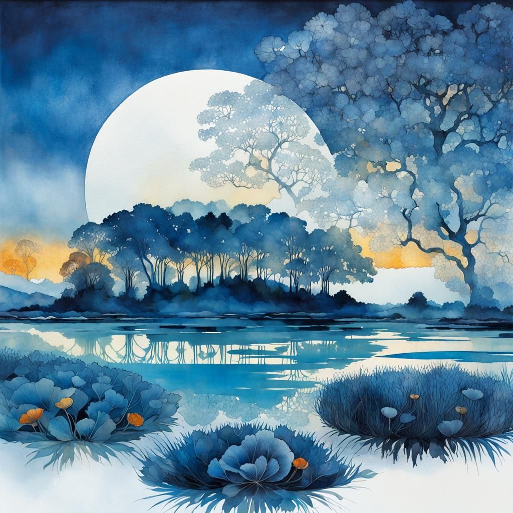 Reflections on Water in Art Brut Style