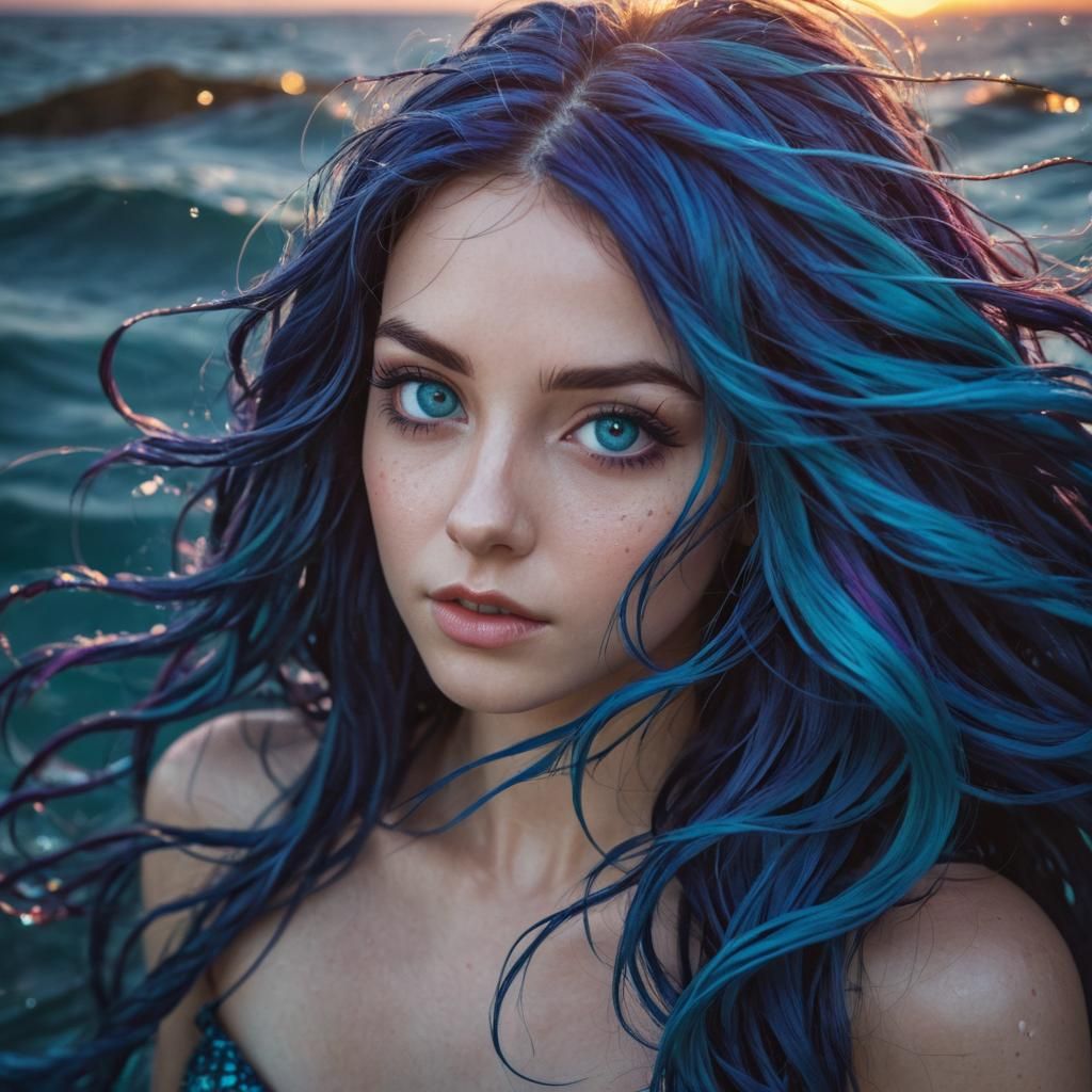 Anime-Style Siren with Blue Eyes Splash Art