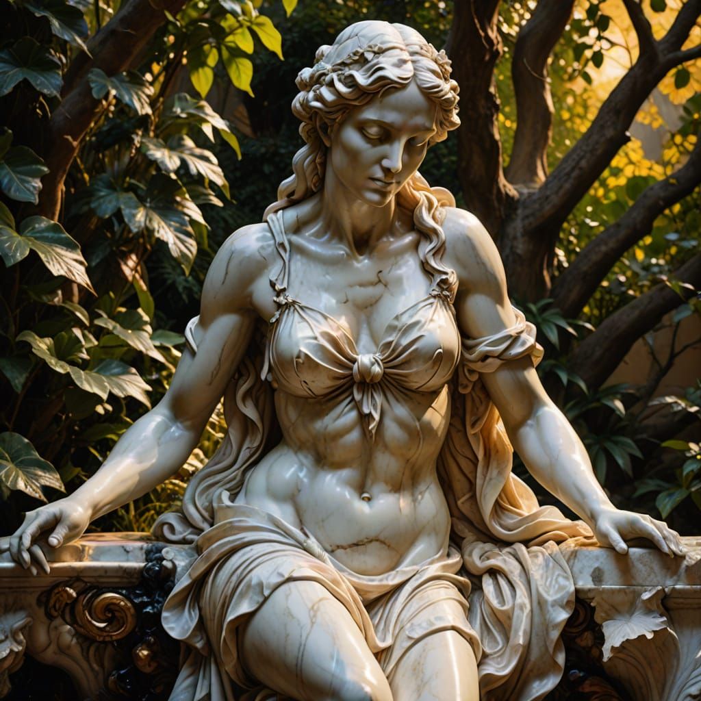 Baroque Marble Sculpture: Lilith in Eden