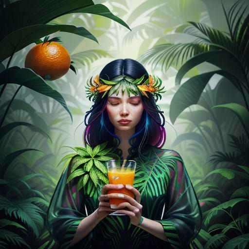 Glowing Goddess of Wellness in Futuristic Nature