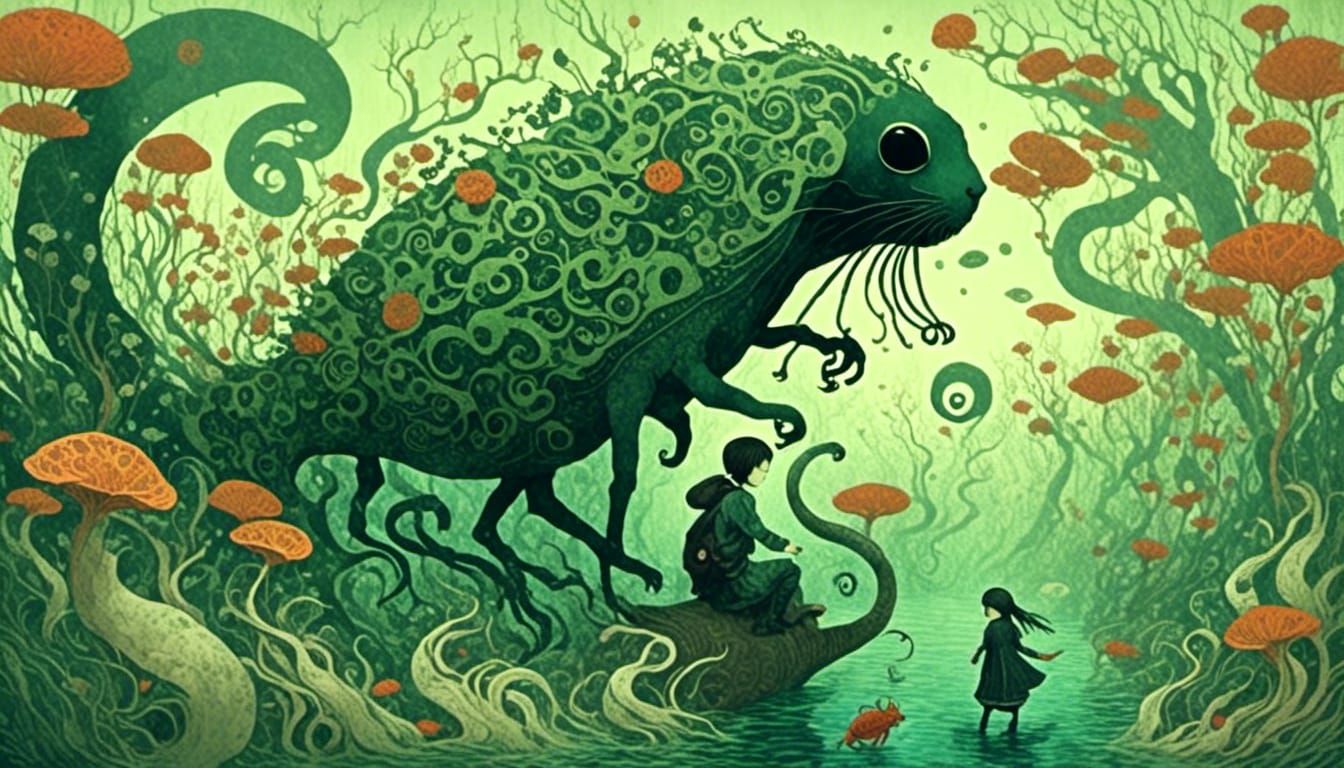 Junji Ito Style Macabre Surrealism with Bizarre Creatures