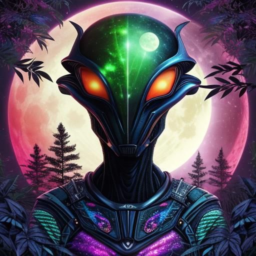 Psychedelic Alien in Mirrored Alien World