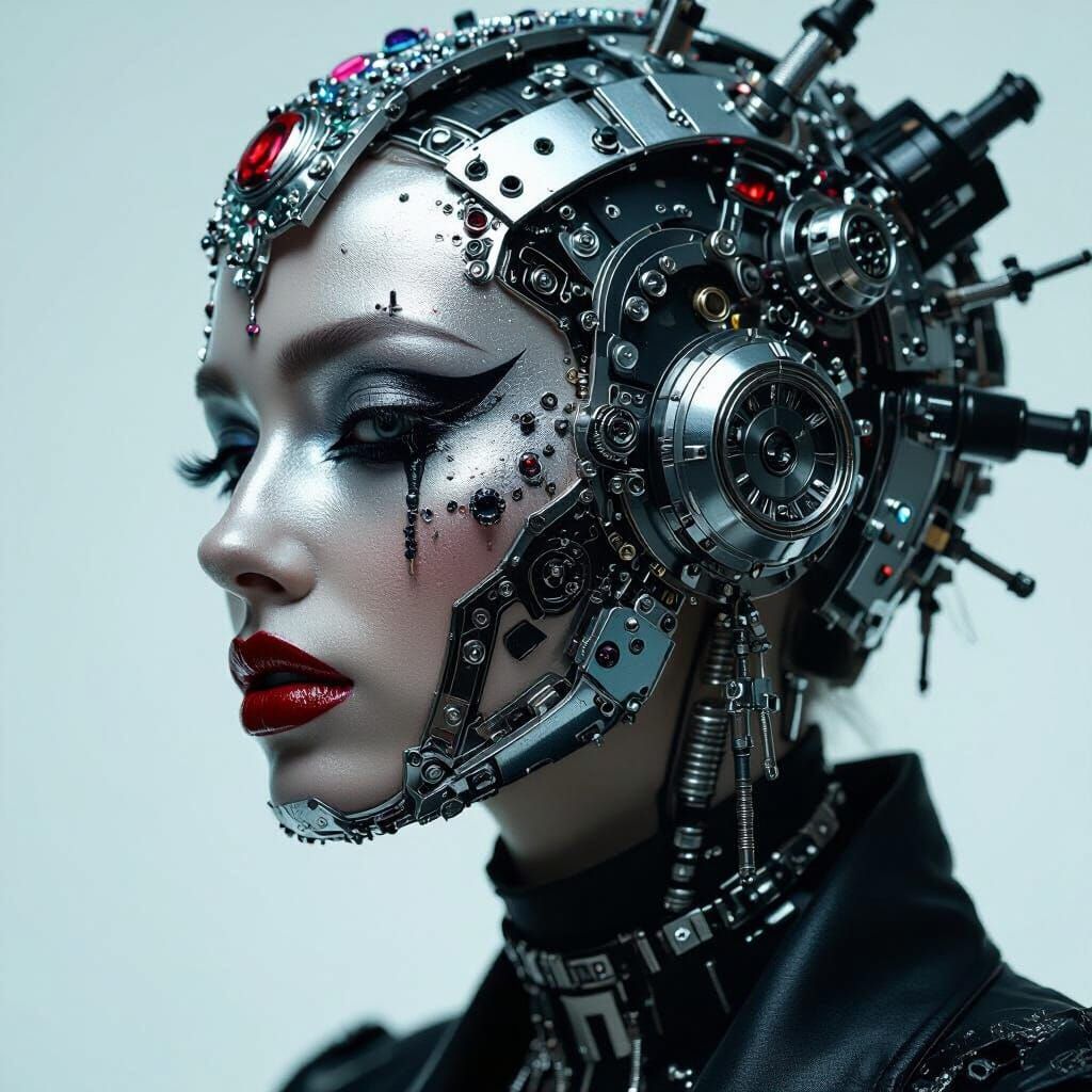 Cyberpunk Face with Embedded Machine Parts