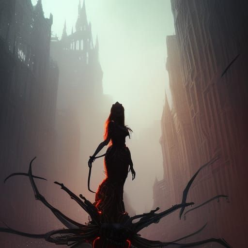 Intricate Spider Queen Concept Art in Dark Fantasy Style