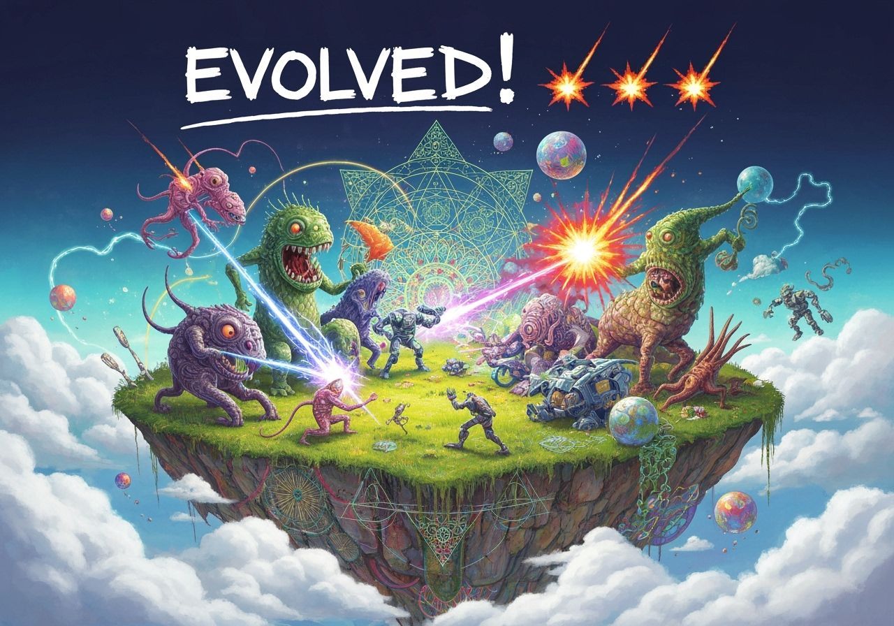 Chaotic Battle on Floating Island: Video Game Cover Art