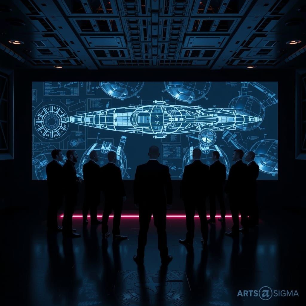 Dramatic Holographic Ship Plans in a Darkened Room