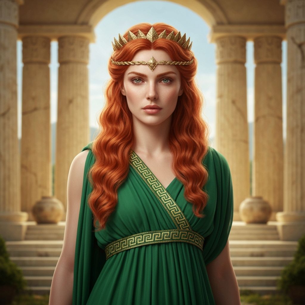Regal Greek Goddess Dione in Oracular Temple