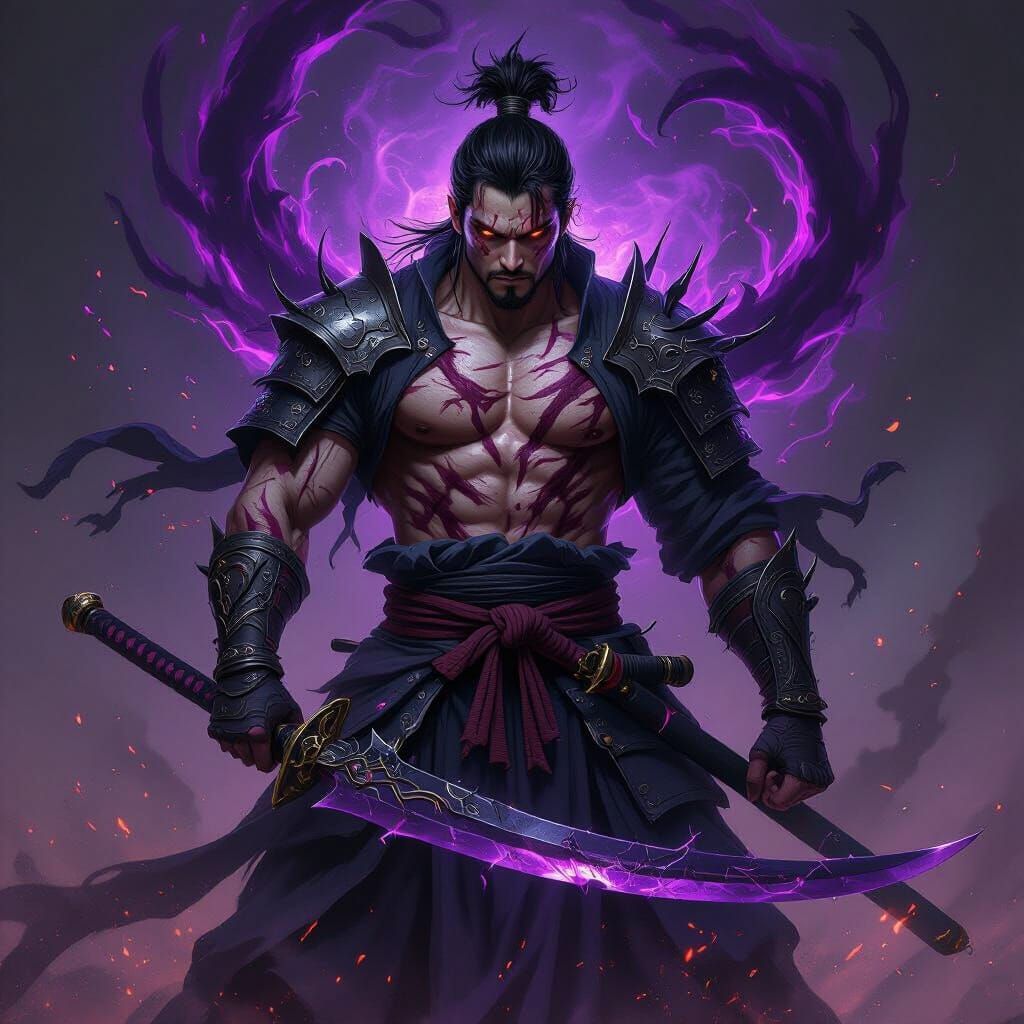 Victorious Korean Swordsman Emanates Dark Aura