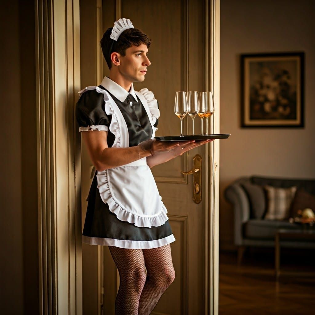 Androgynous French Maid in Intimate Moment
