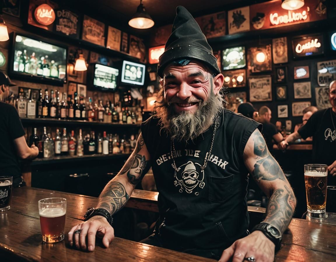 Gritty street photography. Medium shot. A contemporary punk ...