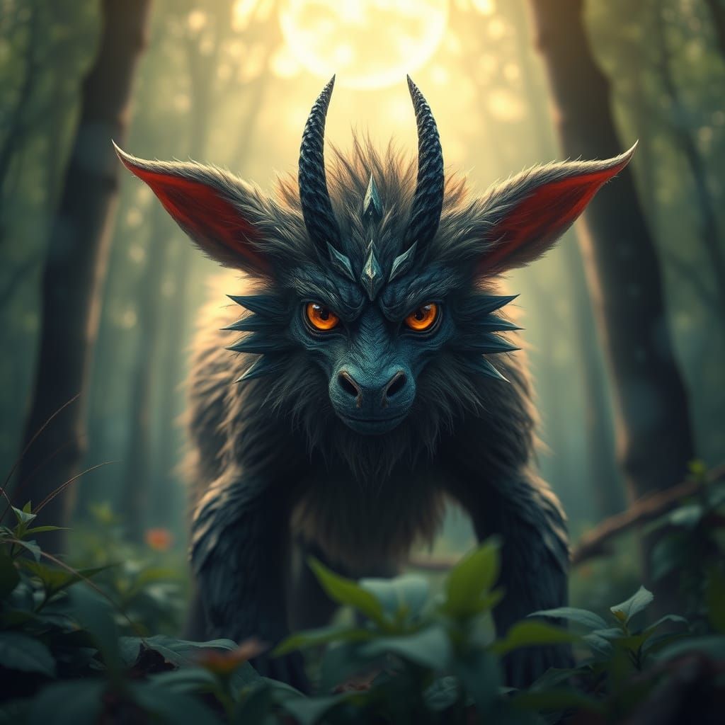 Majestic Mystical Creature in Lush Forest