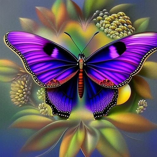 Mystical Butterfly with Wing Eyes: Photorealistic 3D Art