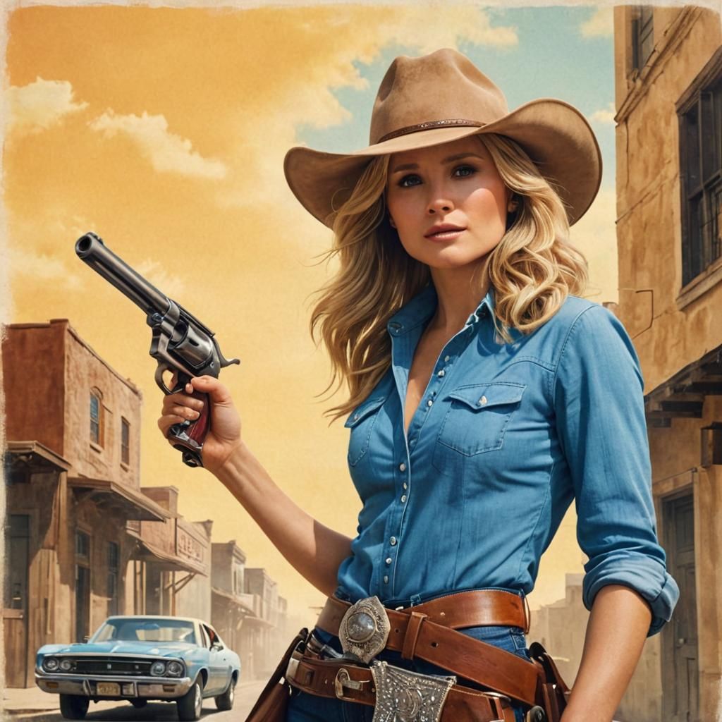 Kristen Bell as Western Film Still