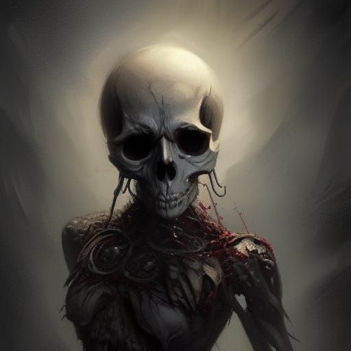Skeleton with Skull: Dark Fantasy Concept Art
