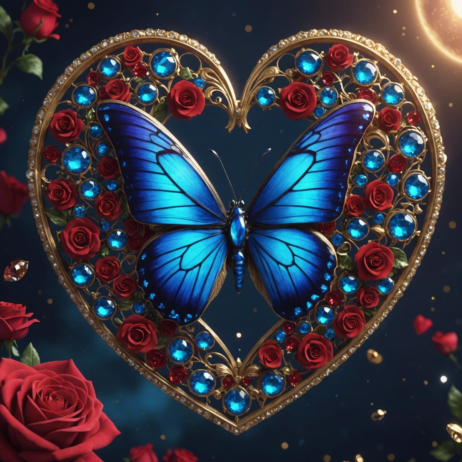 Jeweled Butterfly Digital Art in Brilliant Colors