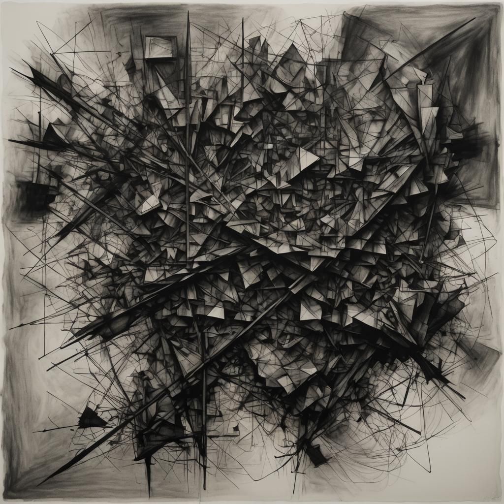 Abstract Charcoal Drawing Exploring the Concept of Thought