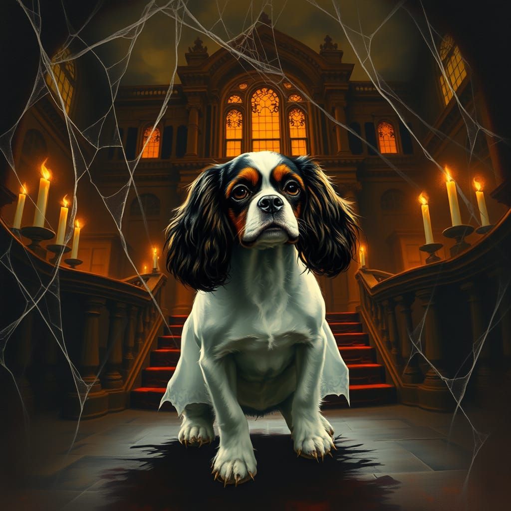 Gothic Ghostly Cavalier King Charles Spaniel Haunts Abandone...