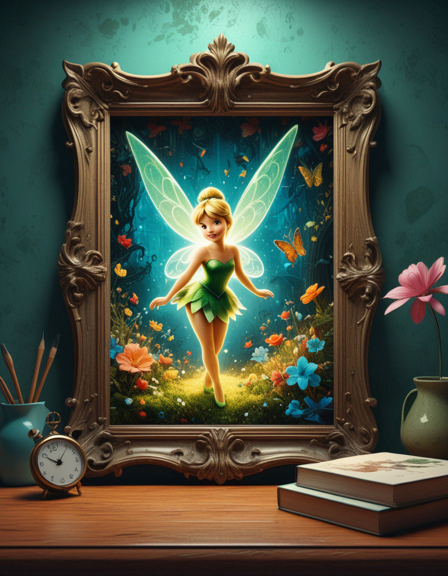 Fairy Tale Frame with Tinkerbell in a Dreamy Room