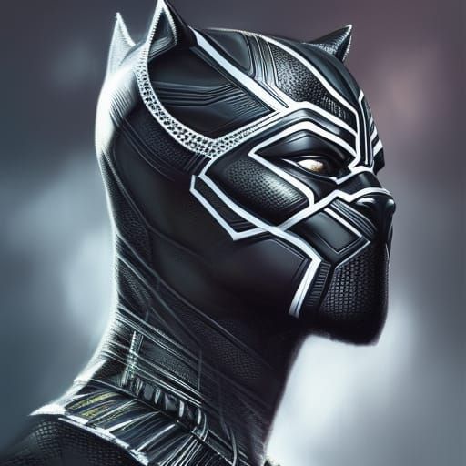 Black Panther Mask Portrait in Hyperdetailed Style