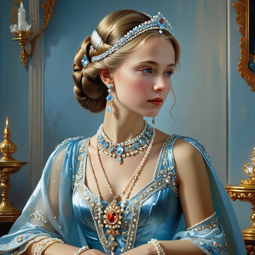 Russian Princess Portrait in Lavish Slavic Style