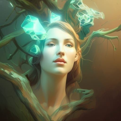 Mystical Tree Portrait in Hyperdetailed Concept Art
