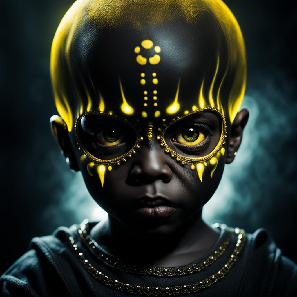 Eerie Skull-Faced Child Portrait in Dark Surrealism