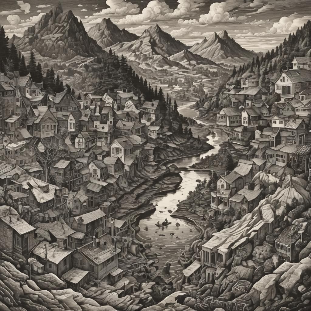 Perspective Puzzle in Escher's Style