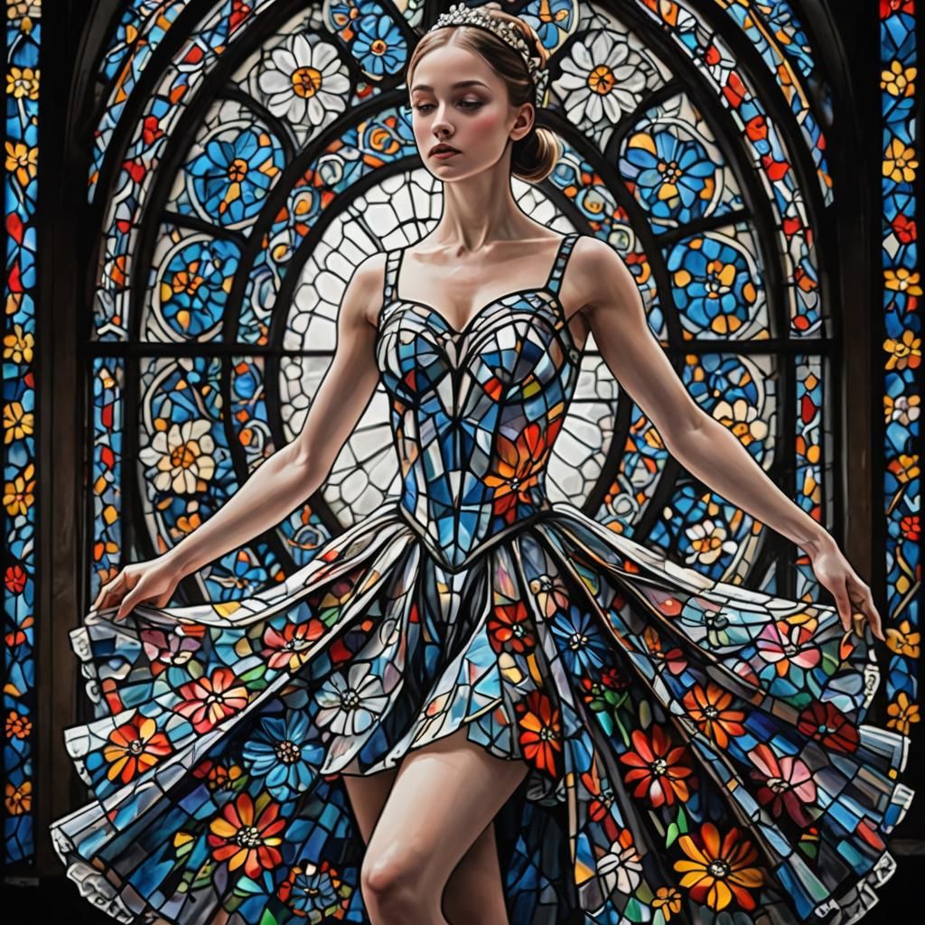 Ballerina in Stained Glass Dress