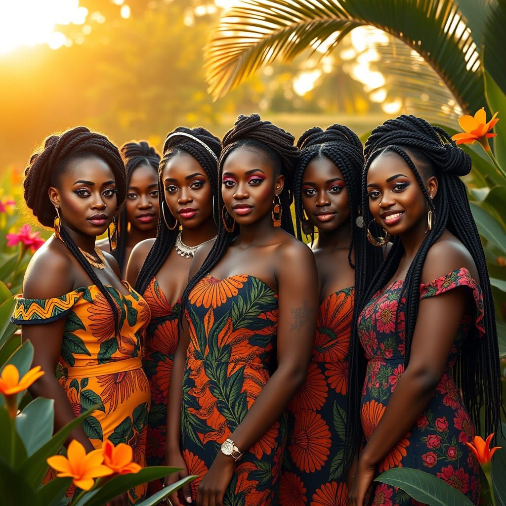 Elegant Black Women in Tropical Paradise