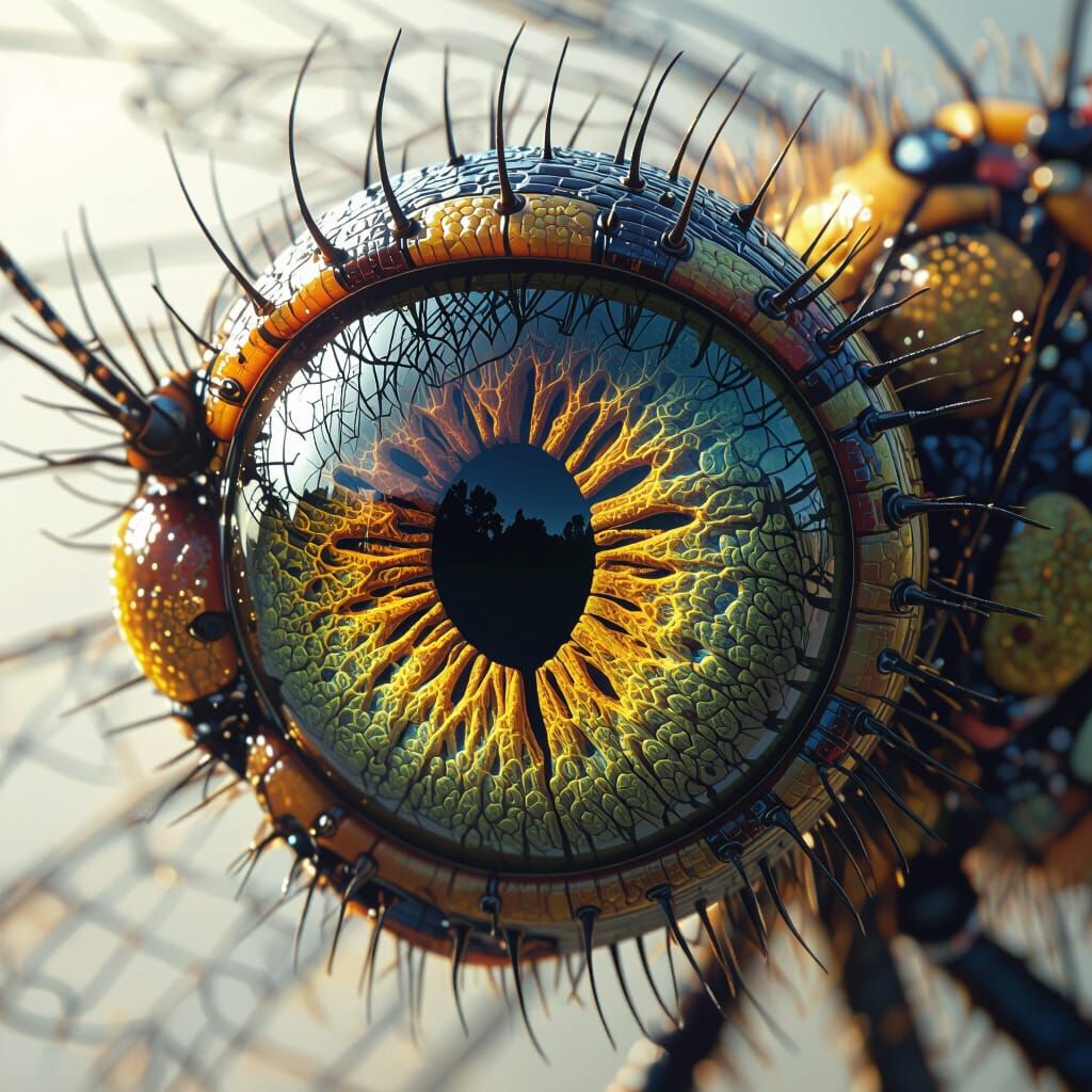 Detailed Dragonfly Eye in 8K Resolution
