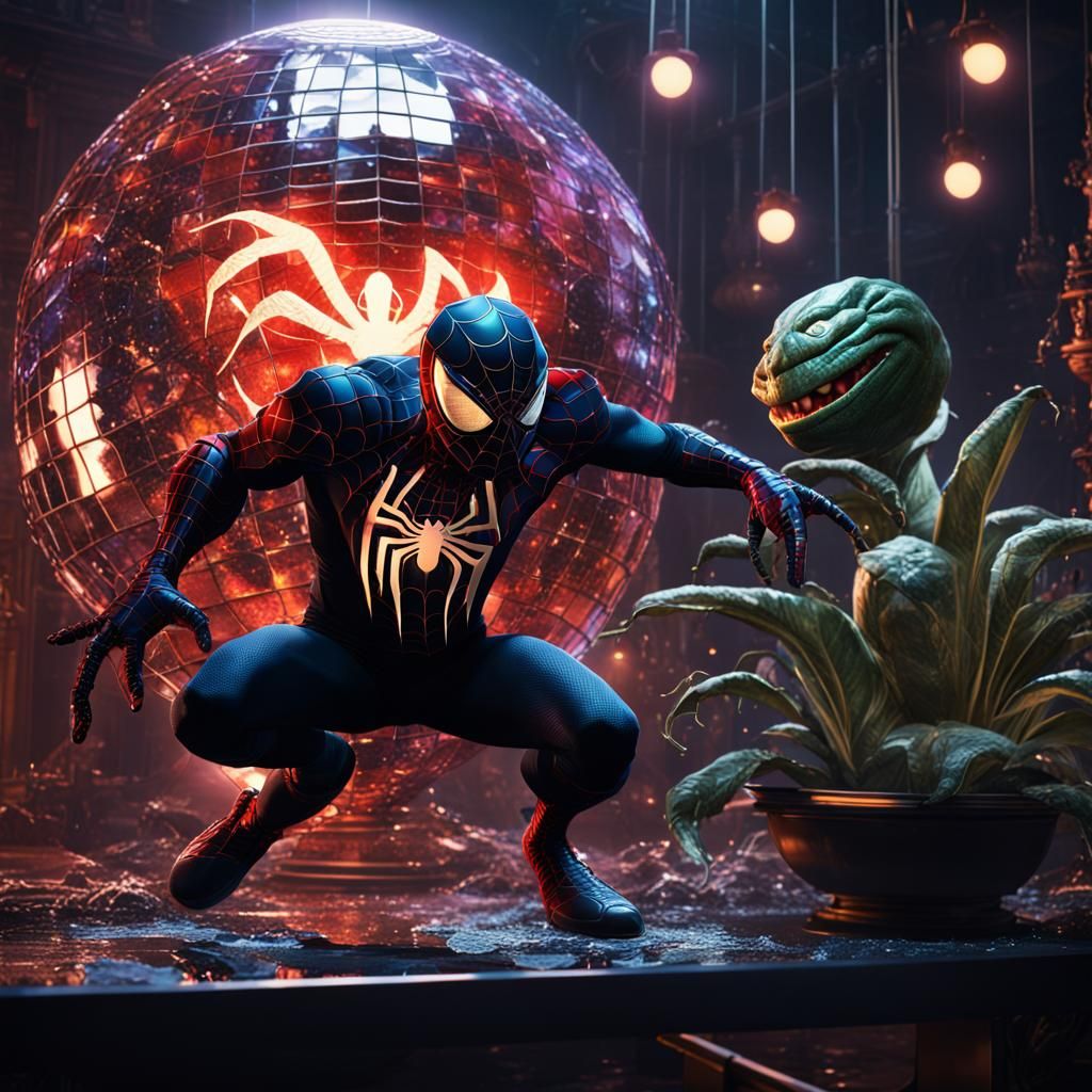 Spider-Man Noir vs Audrey II: Detailed Matte Painting