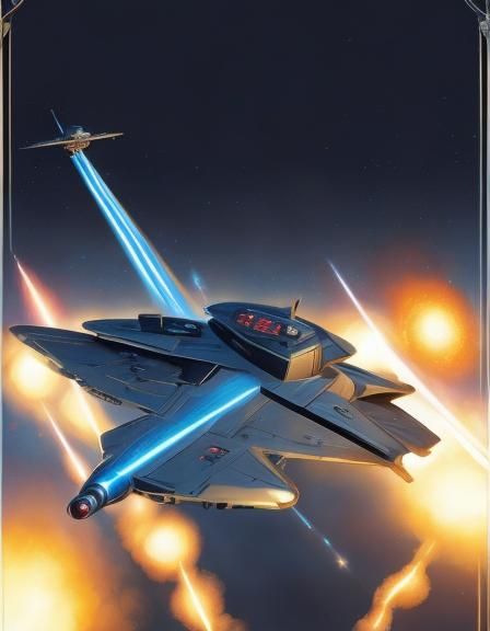 Starfighter Evades Cruiser in Space Opera Style